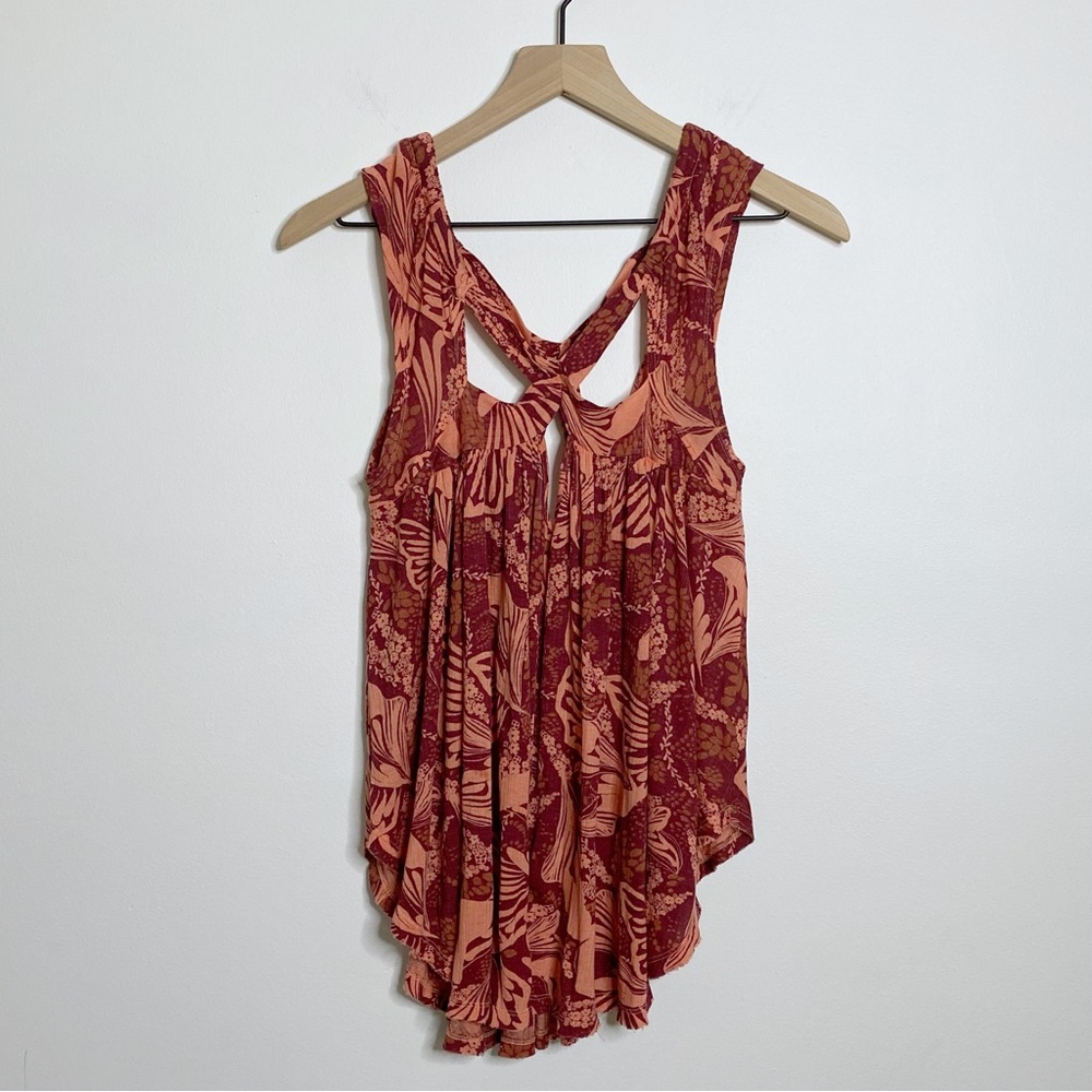 Free People Floral Crisscross Sleeveless Tank Top Flowy - Size Small - Picture 2 of 11